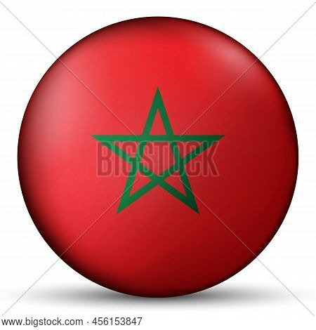 Glass Light Ball With Flag Of Morocco. Round Sphere, Template Icon. Moroccan National Symbol. Glossy