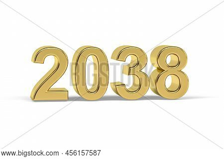 Golden 3d Number 2038 - Year 2038 Isolated On White Background - 3d Render