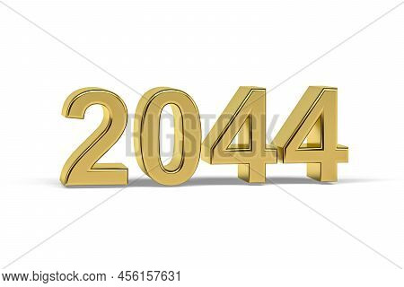 Golden 3d Number 2044 - Year 2044 Isolated On White Background - 3d Render