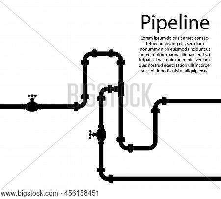 Pipeline Water And Oil And Gas. Illustration Technology. Pipe Plumbing And Sewer. Construction Techn