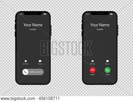 Phone Screen, Call Button And Icon. Smartphone And App Design, Smart Technology. Illustration Of Inc