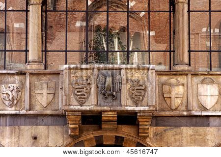 Reflection Of Piazza Dei Mercanti Milan
