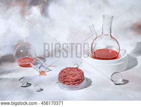 Cultivated Steak, Meat From The Plant Stem Cell, New Food Innovation, No Killing. Laboratory Grown M