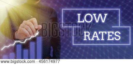Handwriting Text Low Rates. Business Concept A Cost Of An Item Or Service Which Is Usualy At Its Sma