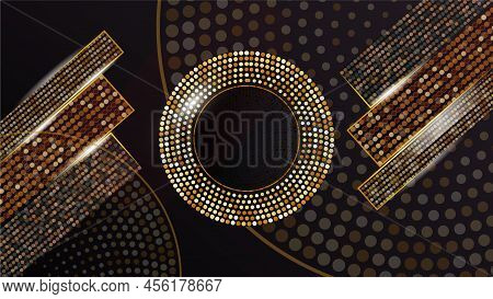 Vector Dot Circle Gold Shiny Abstrack Background