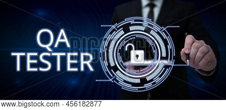 Writing Displaying Text Qa Tester. Conceptual Photo Quality Assurance Of An On Going Project Before 