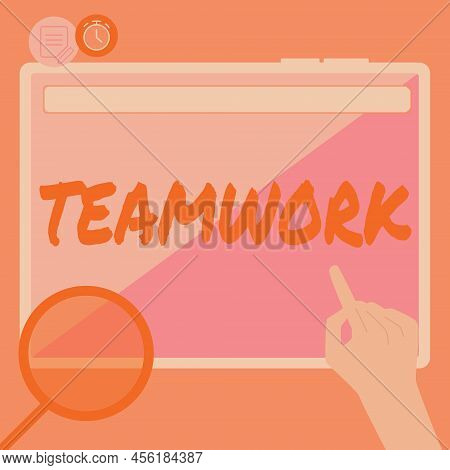 Text Showing Inspiration Teamwork. Conceptual Photo Group Of Showing Who Work Together As One And Wi