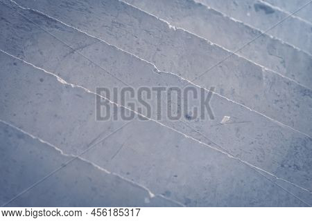 Abstract Real Photo Background. Diagonal Lines. View From Above Concrete Stairs Like Ceramic Stonewa