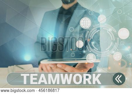 Inspiration Showing Sign Teamwork. Business Showcase Group Of Showing Who Work Together As One And W