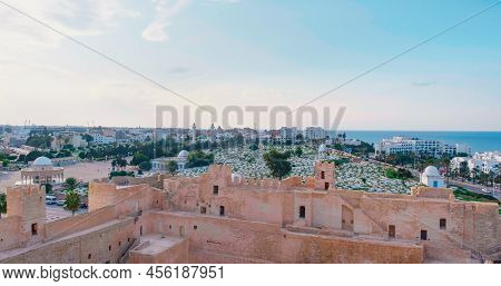 Monastir, Tunisia, 2022: Fortress Ribat In Monastir City. View From Ancient Building The Ribat.