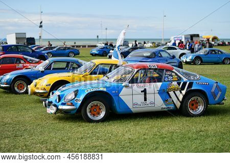 Dieppe, France - May 29, 2022: The Alpine Cars Modele 110 Berlinette V85 On The Exposition Vintage A