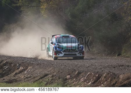 Kocaeli, Turkey - December 26, 2021: Caglayan Celik Drives Ford Fiesta R5 Of Castrol Ford Team Turke