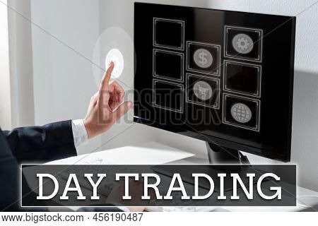 Conceptual Caption Day Trading. Word For Securities Specifically Buying And Selling Financial Instru
