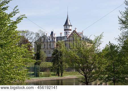 Castle Radun Mirrored In A Lake In The Czech Republic
