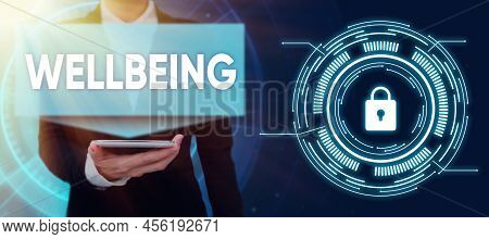 Conceptual Display Wellbeing. Business Concept A Good Or Satisfactory Condition Of Existence Includi