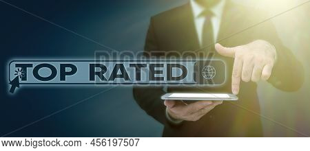 Text Showing Inspiration Top Rated. Word Written On The High Amount Of A Charge Or Payment Based On 