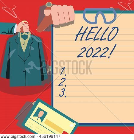 Conceptual Caption Hello 2022. Word For Hoping For A Greatness To Happen For The Coming New Year Han