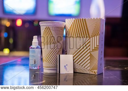 Samut Prakan, Thailand - June 11, 2022 : Set Of Popcorn And Soft Drink From The Biggest Brand Of Mov