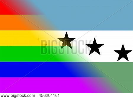 An Lgbt Flag Of The City Of Firestone In Colorado Usa Blending With The City Flag