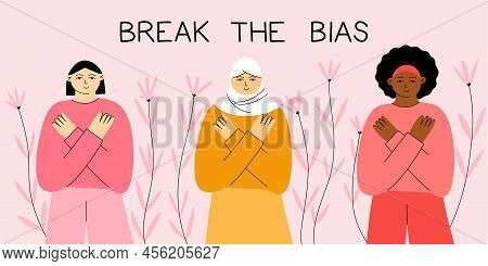 Movement Against Discrimination. Break The Bias. International Woman Day. Women Allyship, Feminism C