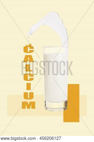 Glass Of Fresh Tasty Milk On Light Background. Source Of Calcium