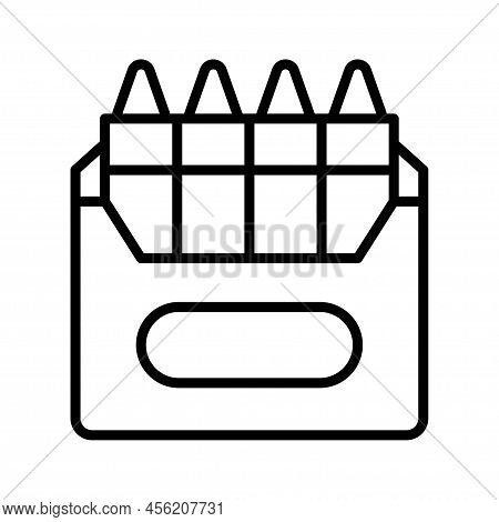 Box Of Wax Crayons Icon. School Supplies. Drawing Tools. Pictogram Isolated On A White Background.