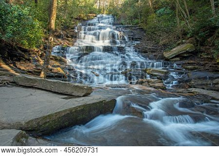 Minnehaha Falls Cascading Through A Forest In North Georgia.
