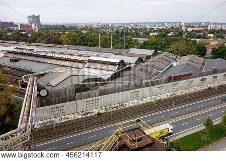 Ostrava, Czech Republic - September 23, 2020: Industrial Trinecke Zelezarny Building At Dolni Vitkov