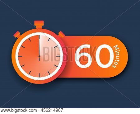 Stopwatch Icon 60 Minutes. Time Management And Setting Deadlines. Motivation And Leadership, Interfa