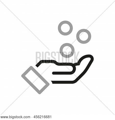 Simple Of Coins Related Icons. Icon Of Coins Falling Into The Hand. Contact Us Web Icons In Line Sty