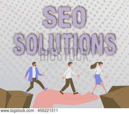 Text Caption Presenting Seo Solutions. Business Showcase Search Engine Result Page Increase Visitors