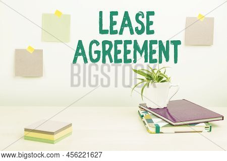 Handwriting Text Lease Agreement. Business Showcase Contract On The Terms To One Party Agrees Rent P
