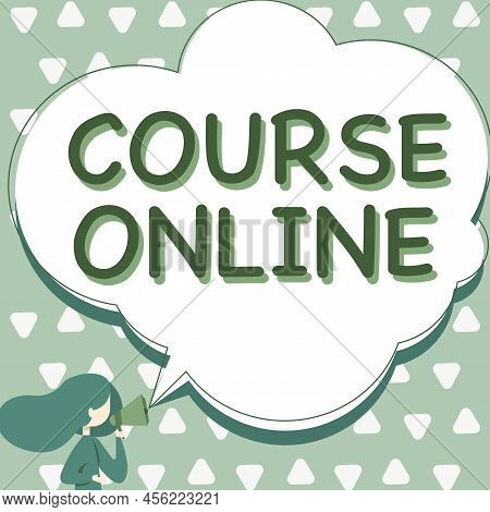 Handwriting Text Course Online. Business Idea Elearning Electronic Education Distant Study Digital C