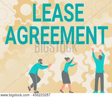 Text Caption Presenting Lease Agreement. Word Written On Contract On The Terms To One Party Agrees R