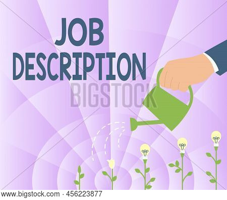 Sign Displaying Job Description. Internet Concept A Document That Describes The Responsibilities Of 