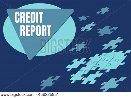 Writing Displaying Text Credit Report. Business Approach Borrowing Rap Sheet Bill And Dues Payment S