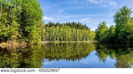 Beautiful Lake In The Spiesswoogtal Valley Near Fischbach Bei Dahn