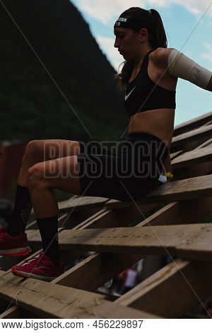 Encamp, Andorra : 2022 June 11 : Competitors Participate In The 2020 Spartan Race Obstacle Racing Ch