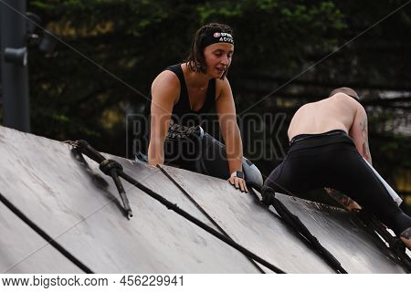 Encamp, Andorra : 2022 June 11 : Competitors Participate In The 2020 Spartan Race Obstacle Racing Ch