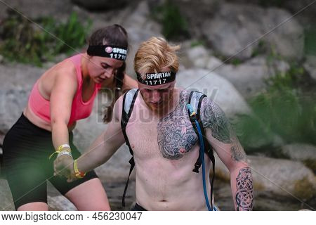 Encamp, Andorra : 2022 June 11 : Competitors Participate In The 2020 Spartan Race Obstacle Racing Ch