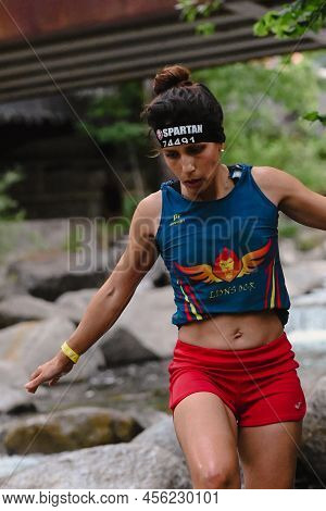 Encamp, Andorra : 2022 June 11 : Competitors Participate In The 2020 Spartan Race Obstacle Racing Ch