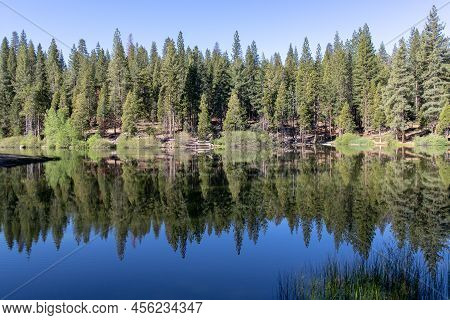 Hume Lake Reflection In Sequoia National Forest California