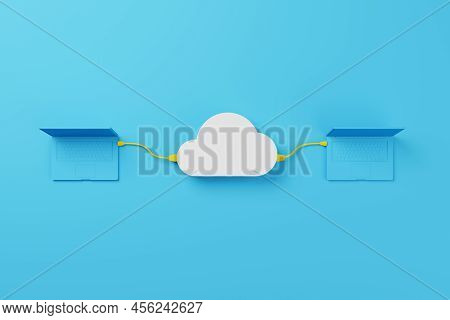 Cloud Computing Concept. Technology Data Center On Cloud Service. 3d Rendering Illustration