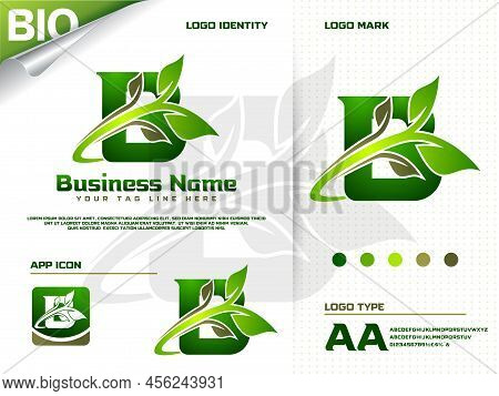 Initial Letter B With Green Leaf Logo Design Vector