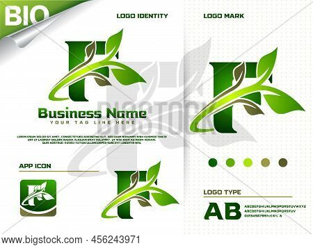 Initial Letter F With Green Leaf Logo Design Vector