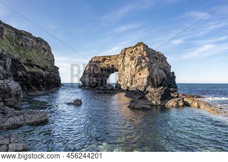 Aerial View Of The Great Pollet Sea Arch, Fanad Peninsula, County Donegal, Ireland