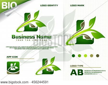 Initial Letter L With Green Leaf Logo Design Vector