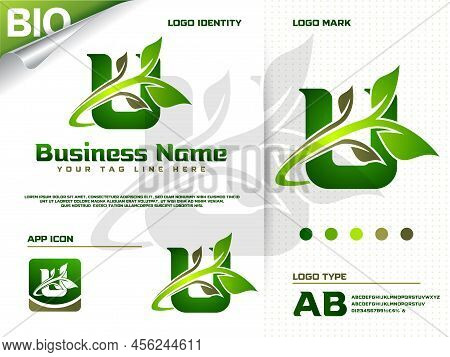 Initial Letter U With Green Leaf Logo Design Vector