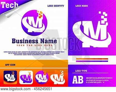 Tech Letter M Logo Design Vector Template