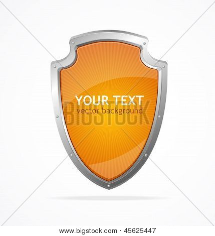 Vector metal shield lke speech templates for text